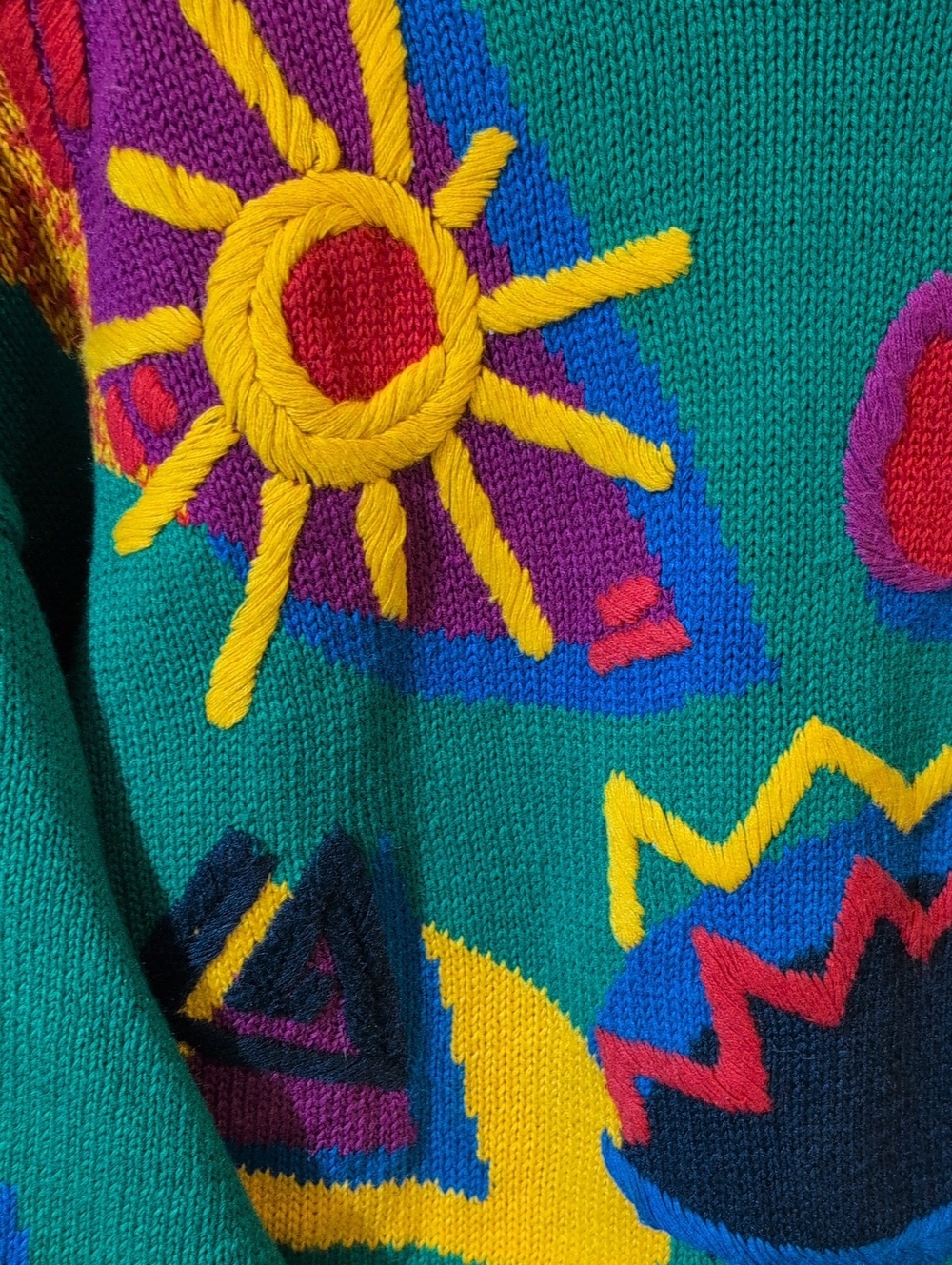 Vintage 1993 IB Diffusion 1X Sweater Colorful Abstract Wearable Art '90S Pullove - Picture 3 of 6